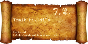 Tomik Miklós névjegykártya